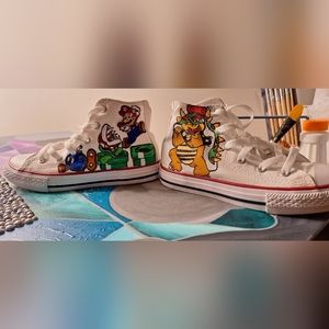 Custom painted Mario & Bowser boys Chuck Taylor's (Converse)